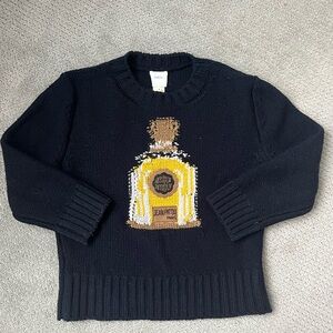 Jean Patou Perfume Bottle Wool Jumper - Navy Size M